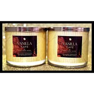 Lot of 2 Bath & Body Works Vanilla Café Cafe Large 3-Wick Candle 14.5oz